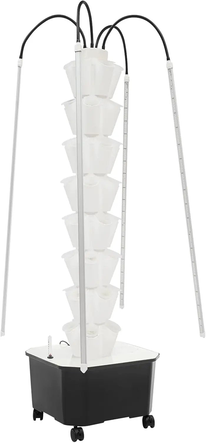 Hydroponic Growing Tower System Kit, 40-Plant Vertical Hydroponics Garden Tower with LED Grow Light, for Outdoor Indoor Herbs Fruits Vegetables Smart Garden Planter Kit by GreenHaven Gardens
