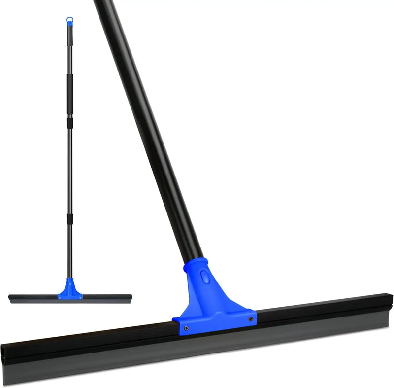 Floor Squeegee for Concrete and Tile Cleaning, 24'' Rubber Wiper Broom, Large Heavy Duty Water Scraper with 60'' Long Handle for Garage, Deck, Bathroom, Shower Glass, Window by GreenHaven Gardens