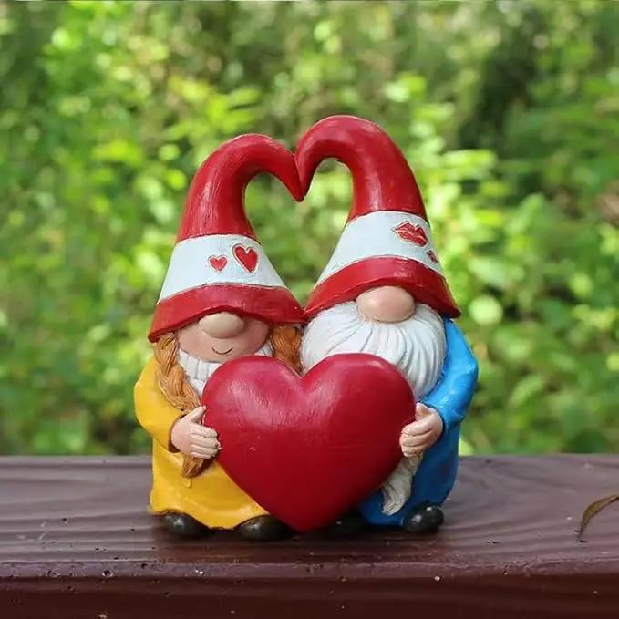 Garden Gnome Outdoor Statues Sweet Couple Gnomes Holding Heart Decor Resin Gnomes Sculptures for Yard Patio Home Lawn Outside Decorations Ornament Housewarming by GreenHaven Gardens