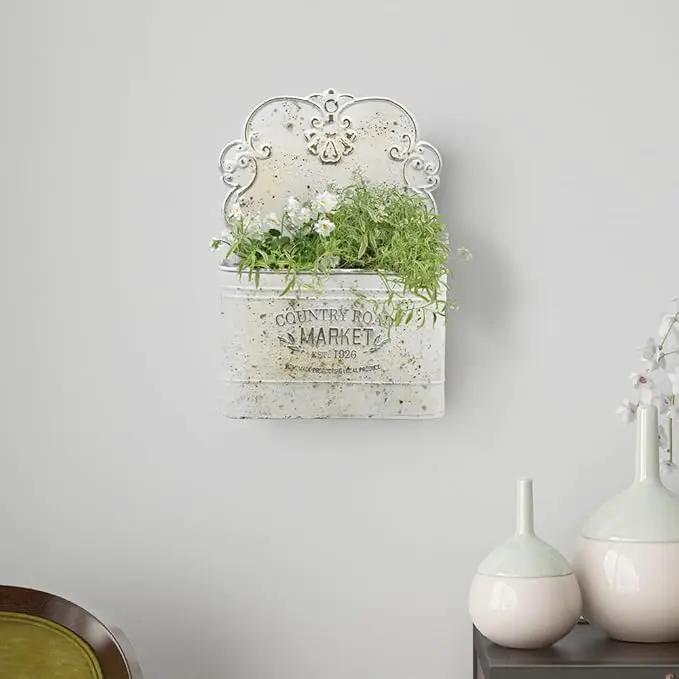 All Chic Metal Wall Planter Wall Mount Planter Wall Haning Planter Outdoor Metal Wall Planter Wall Vases for Flowers Shabby Chic Wall Decor for Rustic Farmhouse by GreenHaven Gardens