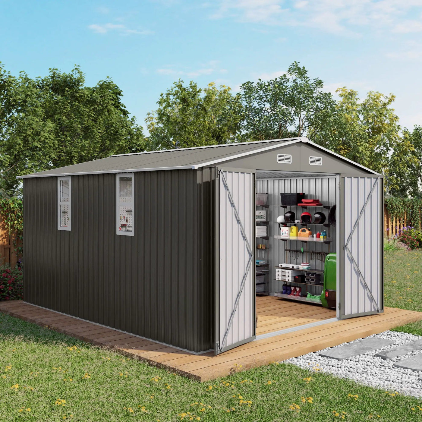 Outdoor Storage Shed With Lockable Doors by HouseOfZazla