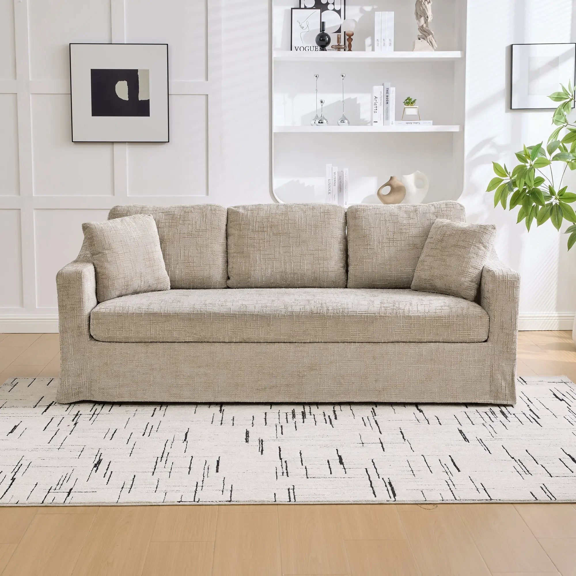 83.86" Wide Modern Casual Sofa in Wheat by HouseOfZazla