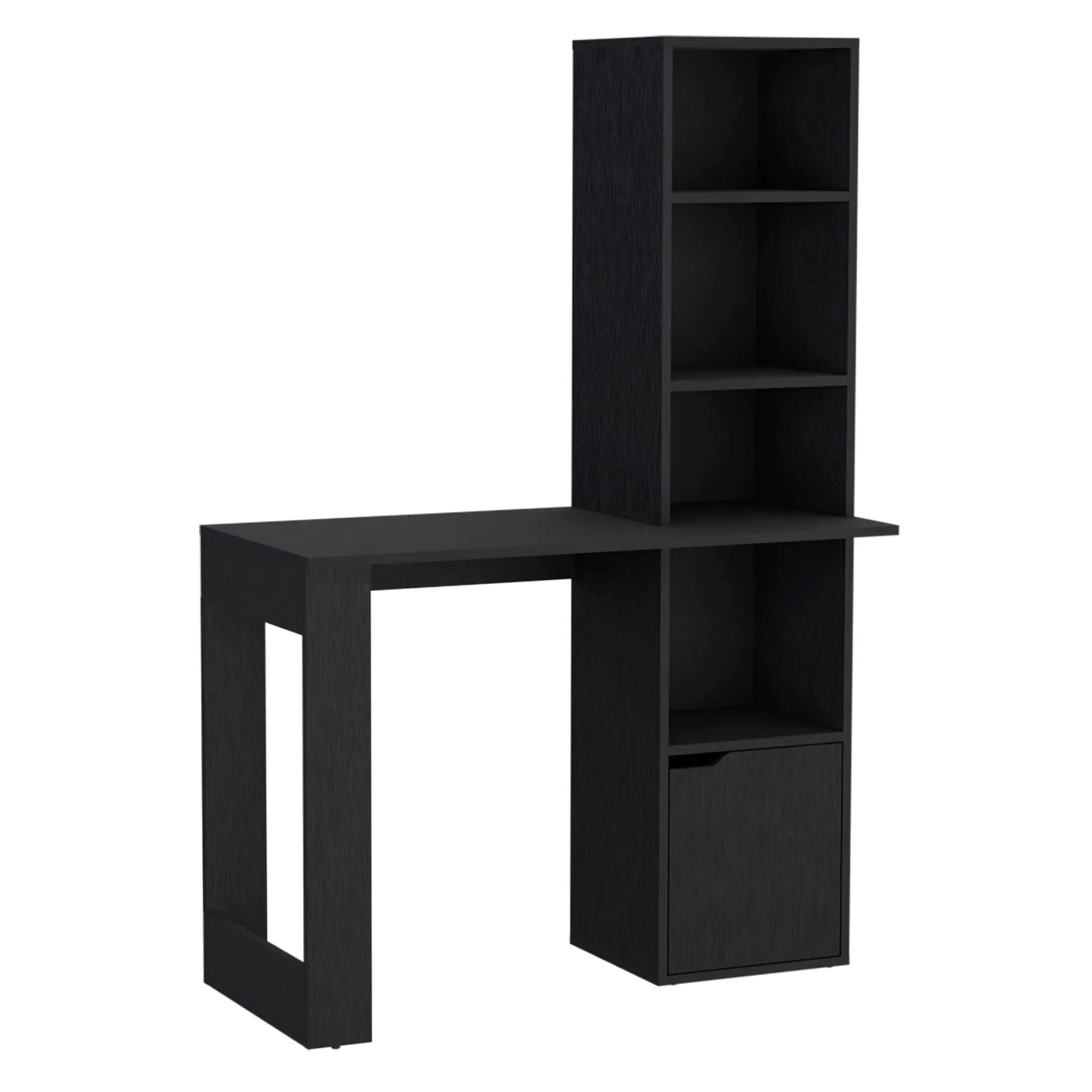 Writing Desk With Bookcase And Cabinet - Black by Unique Piece Furniture