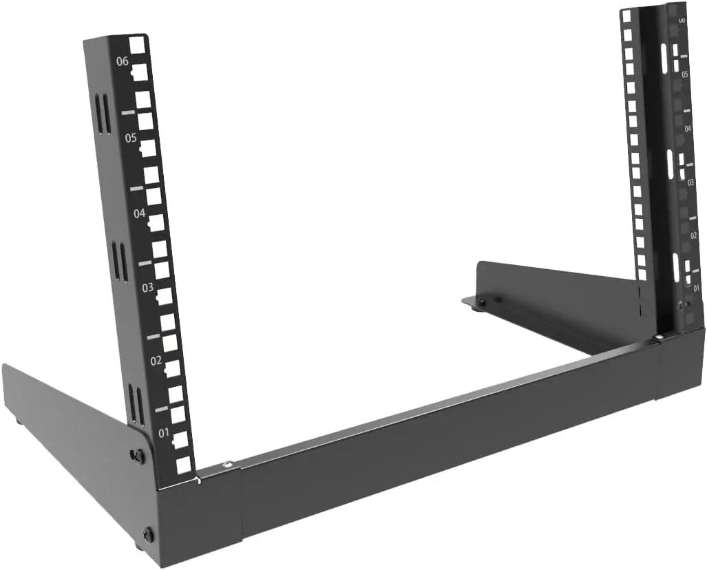 JINGCHENGMEI 6U Desktop Network Rack 19 inches Small Open Frame Rack 2 Post Free-Standing Tabletop Rack for Patch Panel, Data, AV, IT,Studio or Computer Equipment (6U) by GreenHaven Gardens