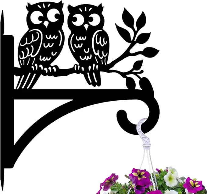 peacoblue Iron Plant Hangers Hooks for Outdoor Indoor Hanging Plants Flower Fern Pots Lantern Bird Feeder Wind Chimes, 12"x14" Owl Weather Resistant Metal Wall Holder for Porch Garden Farmhouse(Owl) by GreenHaven Gardens