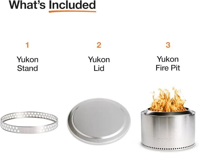 Solo Stove Yukon Essential Bundle | Portable Smokeless Fire Pit Stainless Steel for Wood Burning, Incl. Yukon Fire Pit, Lid and Stand, Diameter: 27in, Height: 19.8in, Weight: 40.35lbs by GreenHaven Gardens