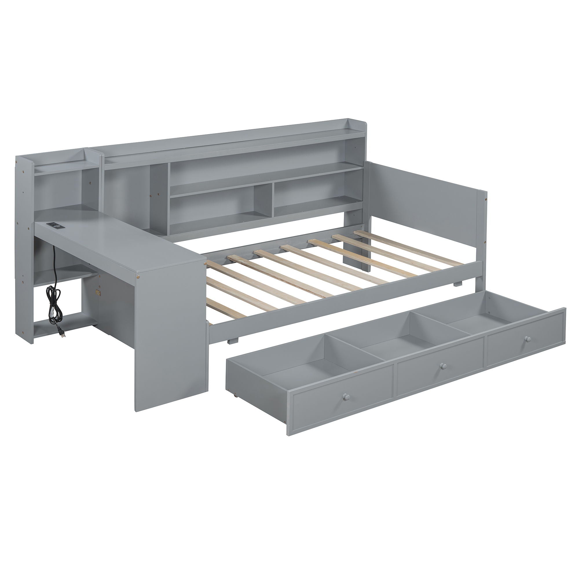 Daybed With 3 Drawers USB Ports And Desk by HouseOfZazla
