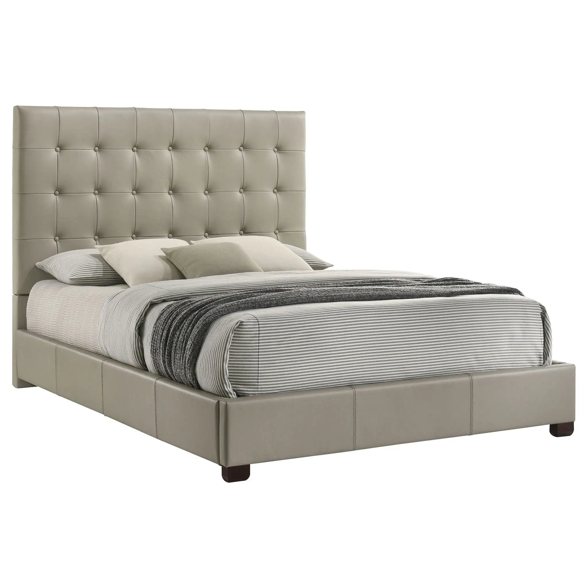 Medley Genuine Leather Queen Panel Platform Bed Tan by Unique Piece Furniture
