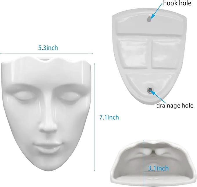 Face Vase,Ceramic Female Form Vase,Modern Sculpture White Planter Pot,Human Face Dried Flower Shaped Vase,Wall Hanging Plant Pot for Home Decor Centerpieces, Office or Outdoor Hanging Decor by GreenHaven Gardens