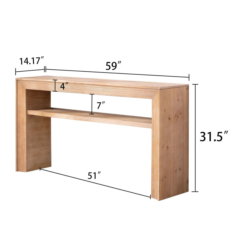 Console Table With Storage Shelf - Antique Natural / Light Natural / Natural by HouseOfZazla
