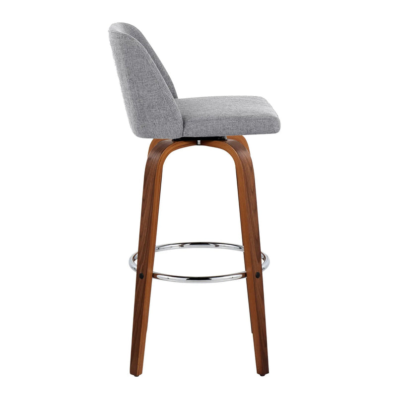 Toriano - Mid Century Modern Fixed Height, Barstool With Swivel With Round Footrest (Set of 2) by HouseOfZazla