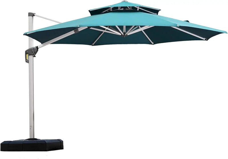 PURPLE LEAF 11 Feet Patio Umbrella Outdoor Round Umbrella Large Cantilever Umbrella Windproof Offset Heavy Duty Sun for Garden Deck Pool Patio, Turquoise Blue by GreenHaven Gardens