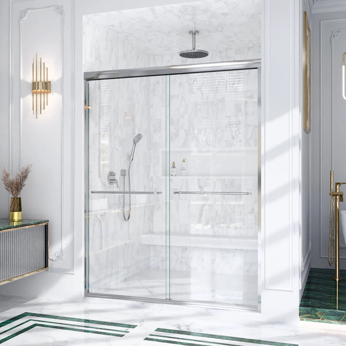 Semi-Frameless Double Sliding Shower Door by HouseOfZazla