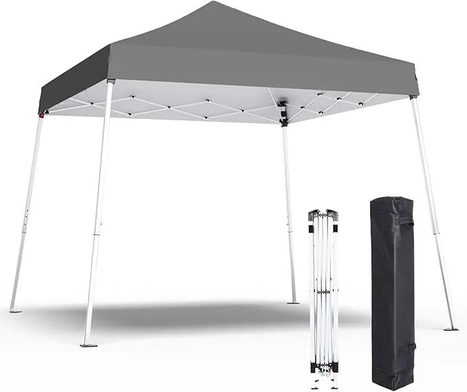 10x10 Pop Up Canopy, 300D Silver Coated Grey Fabric Outdoor Gazebo, Beach Tent Slant Legs with Storage Bag,Easy Up Sun Shade Shelter Tents with 8x8 Top Cover for Patio,Party by GreenHaven Gardens