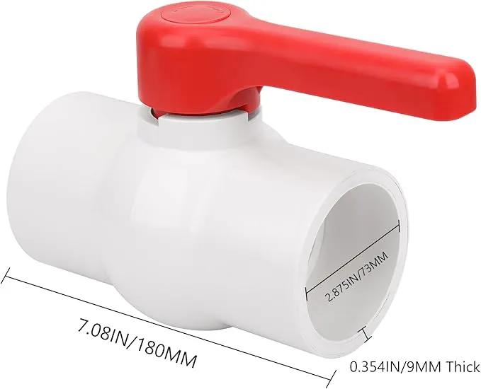 2-1/2" PVC Ball Valve Water Pipe Shut-off Valve Socket with Red T-Handle for Cold Water Supply lines, Irrigation Pipe fitting System(Socket x Socket), 2.50" PVC Water Shut-off Valves Fitting, SCH40 by GreenHaven Gardens