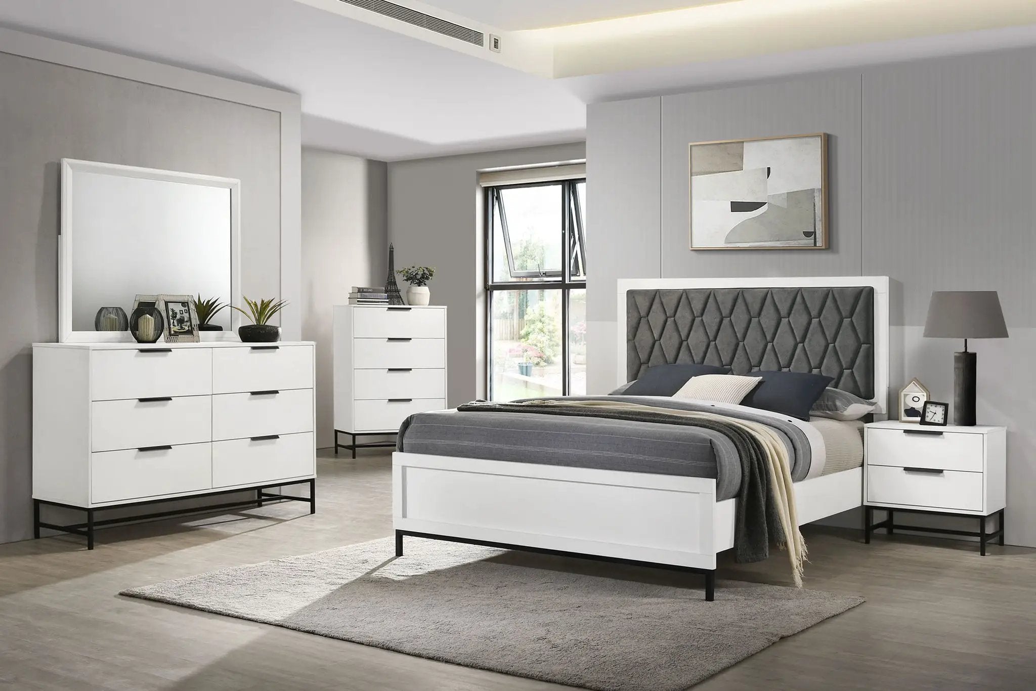 Sonora California King Upholstered Panel Bed White by Unique Piece Furniture