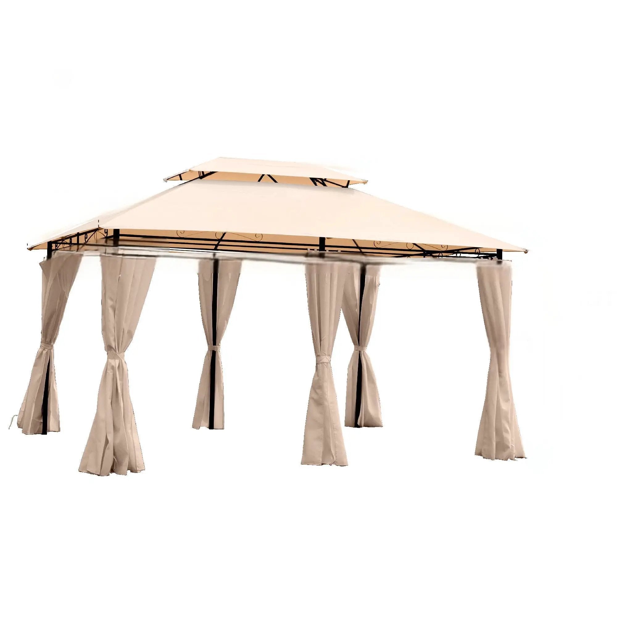 Khaki Outdoor Patio Gazebo Canopy Tent with Ventilated Double Roof by HouseOfZazla