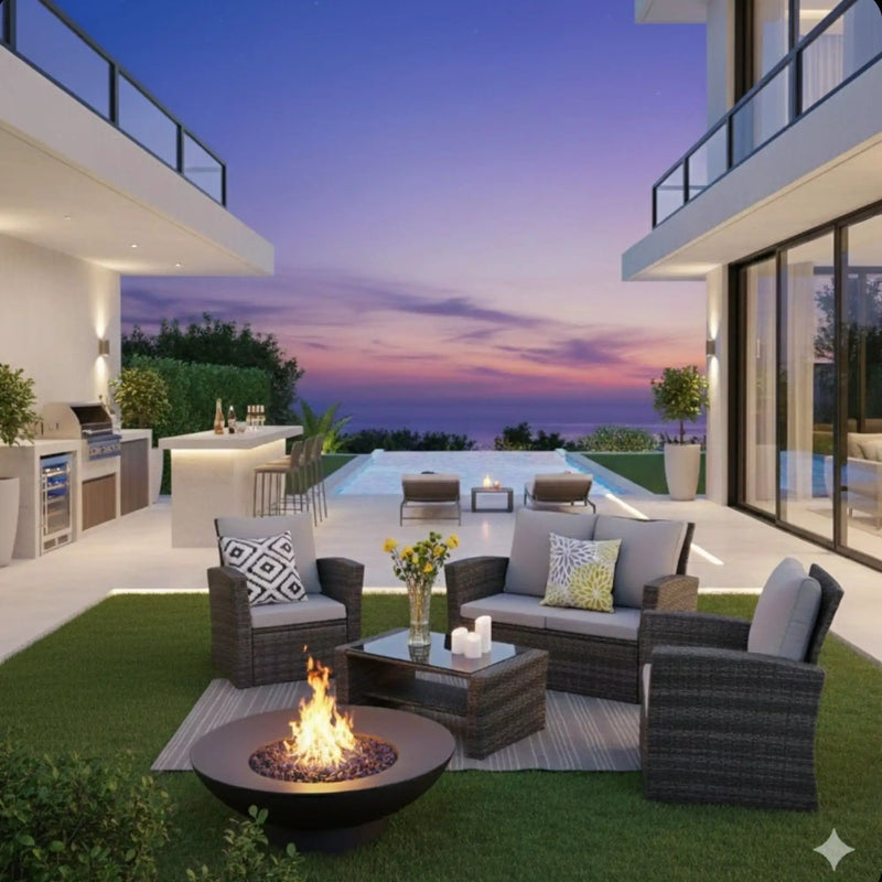 Modern Patio Set With Table And Cushions