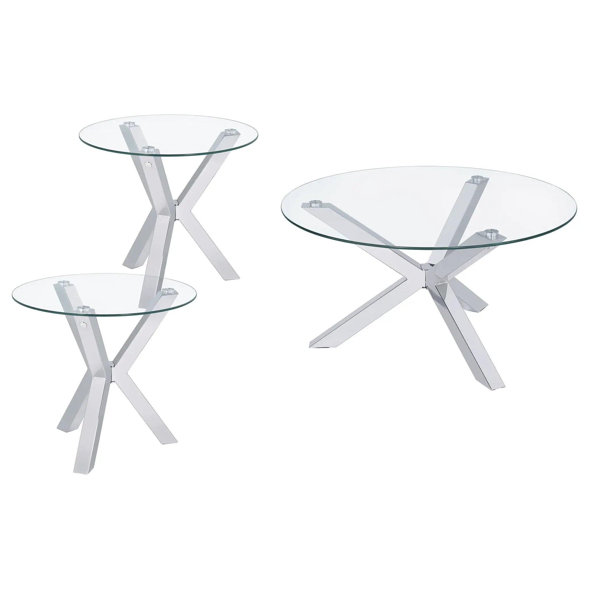 Kenzie 3-piece Round Coffee and End Table Set Chrome by Unique Piece Furniture