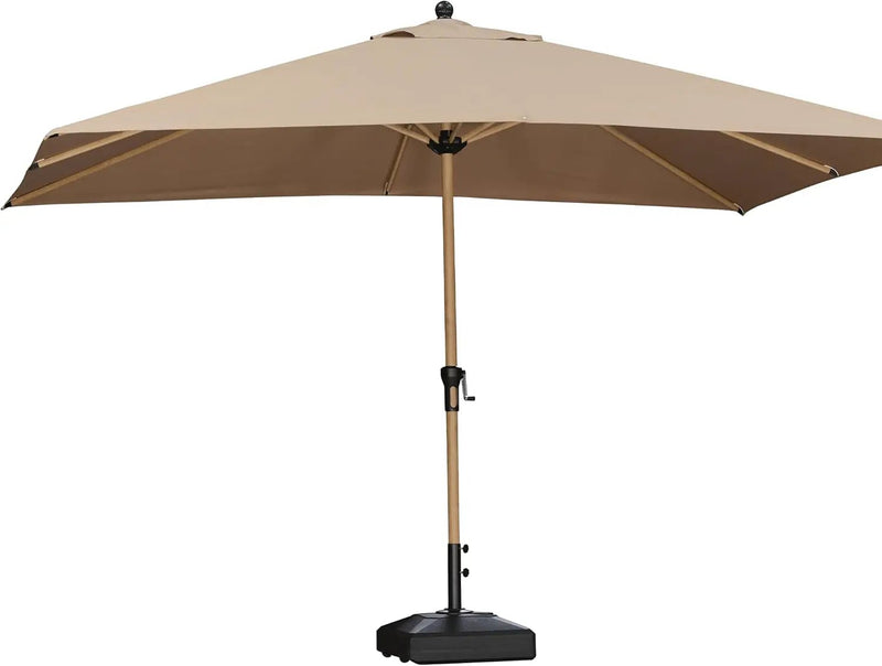 PURPLE LEAF 9' x 11.5' Patio Umbrella Outdoor Table Umbrella Rectangular Aluminum Market Umbrella with 8 Sturdy Ribs & Crank Outdoor Umbrellas for Garden Deck Patio, Taupe by GreenHaven Gardens