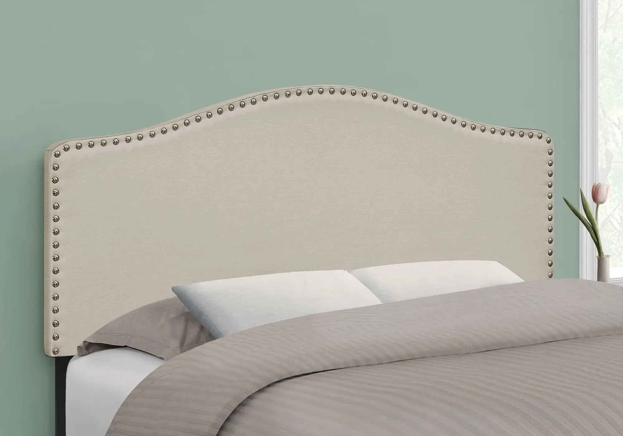 Full Size Upholstered Bed Headboard - Beige by HouseOfZazla