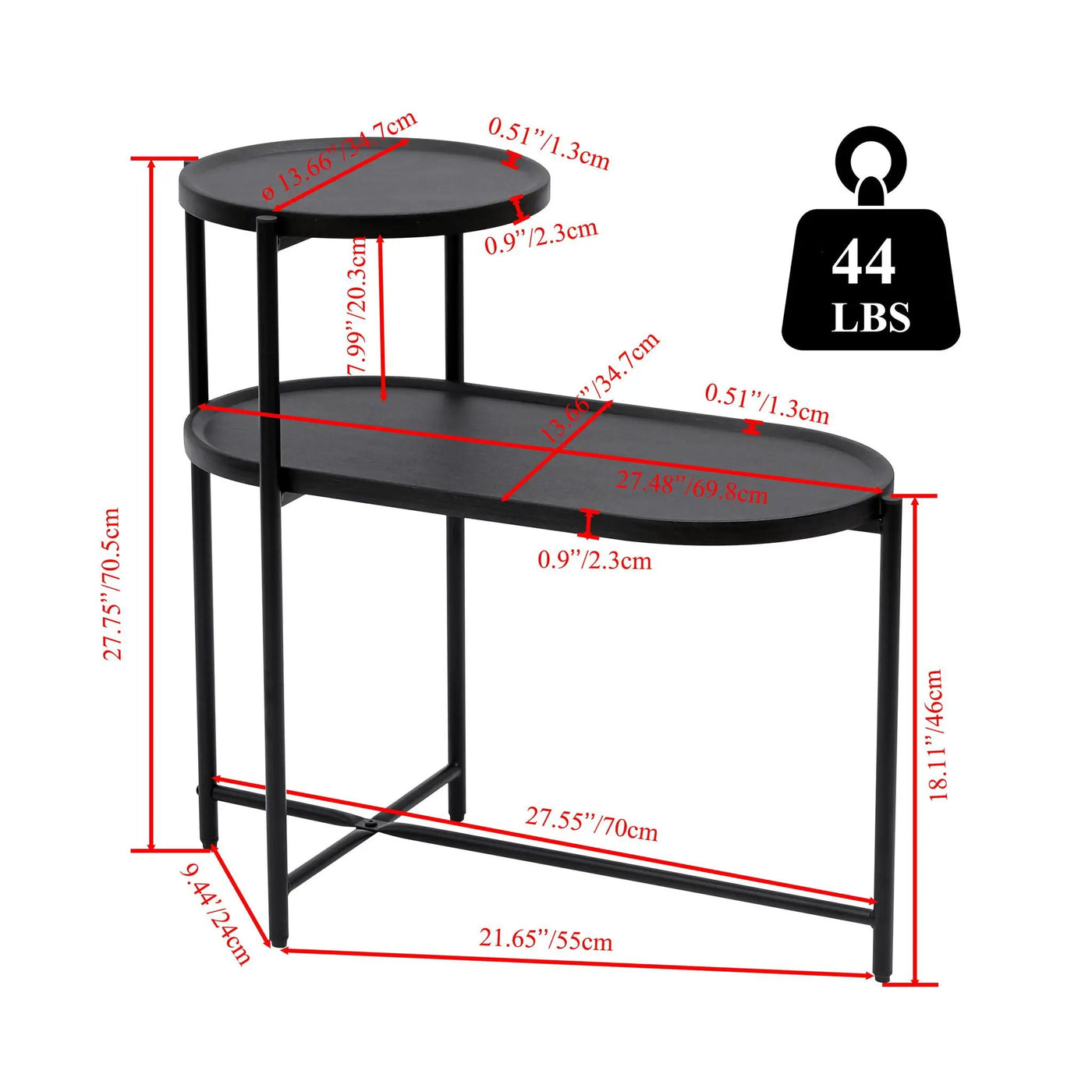 Round Coffee Table With Storage Tray 2 Tier Oval End Tables Wooden Small Side Table For Living Room by Unique Piece Furniture