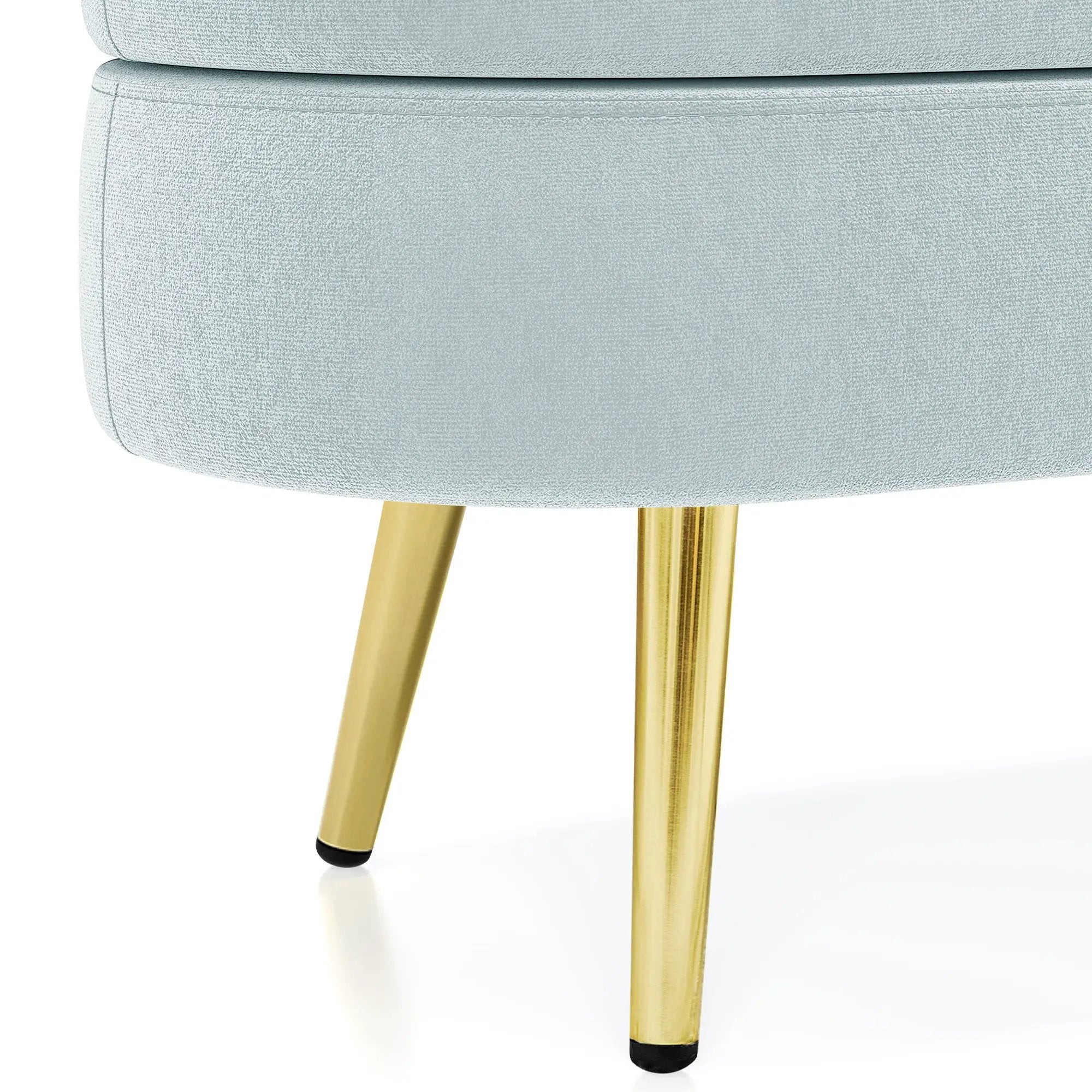 Ottoman Oval Storage Bench, Flannel with Metal Legs-Cyan by HouseOfZazla