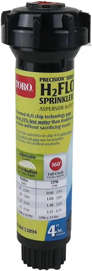Toro 53894 Precision H2FLO 4-Inch Sprinkler Pop Up with Nozzle, Full by GreenHaven Gardens