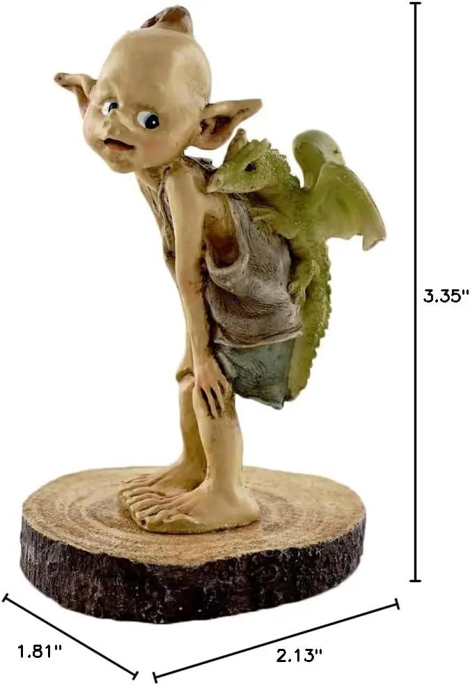 Top Collection Miniature Fairy Garden and Terrarium Statue, Garden Pixie Elf with Baby Dragon by GreenHaven Gardens
