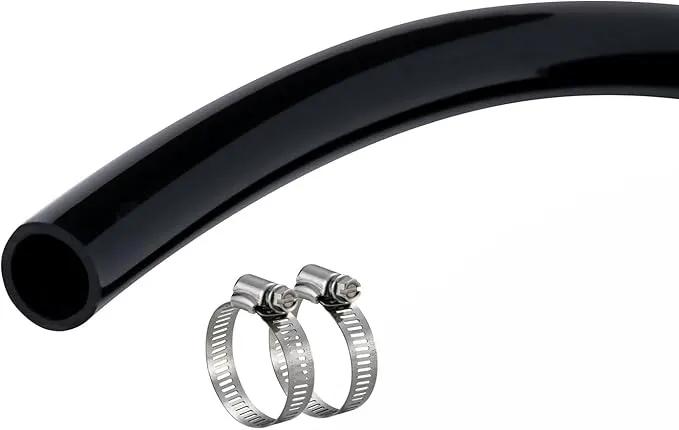 3/4" id - 50ft Black Vinyl Tubing Flexible PVC Tube Hybrid Hose Transfer Water Fuel Gas for Pond Fountain Garden Waterfall, Durable and Safe, with 2 Hose Clamps by GreenHaven Gardens
