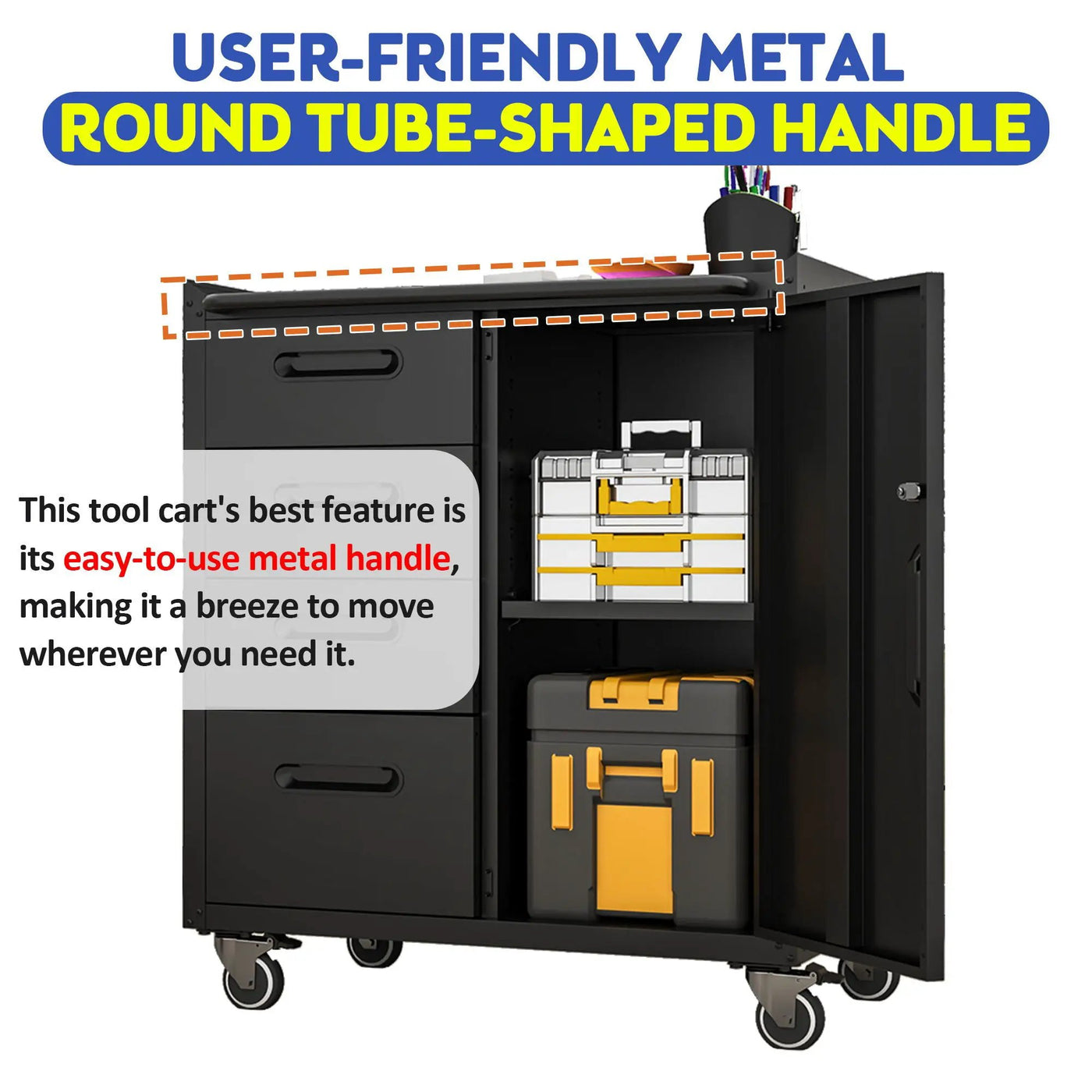 Sturdy Metal Tool Storage Cabinet With Wheels Durable Garage, Office & Home Organizer Steel by HouseOfZazla