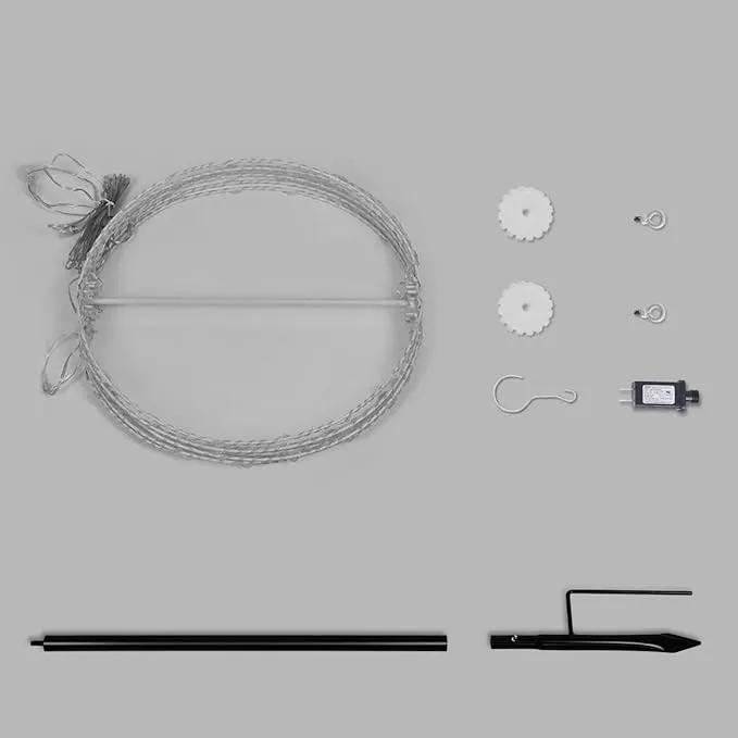 20IN Foldable Metal Frame Light Sphere - 200LED Hanging Tree and Pathway Light with Hook and Stake, UL Listed, White Frame, Warm White by GreenHaven Gardens