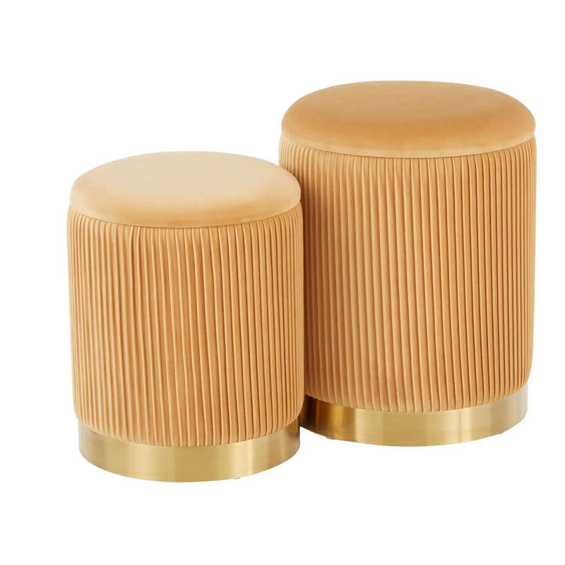 Marla - Contemporary Nesting Pleated Ottoman Set by HouseOfZazla