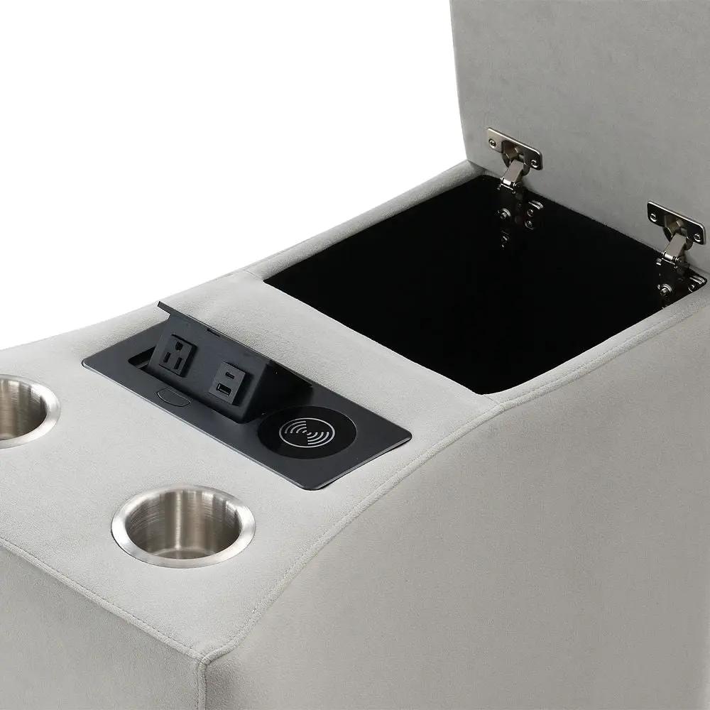 Emee - Console With USB - Gray Corduroy by Unique Piece Furniture