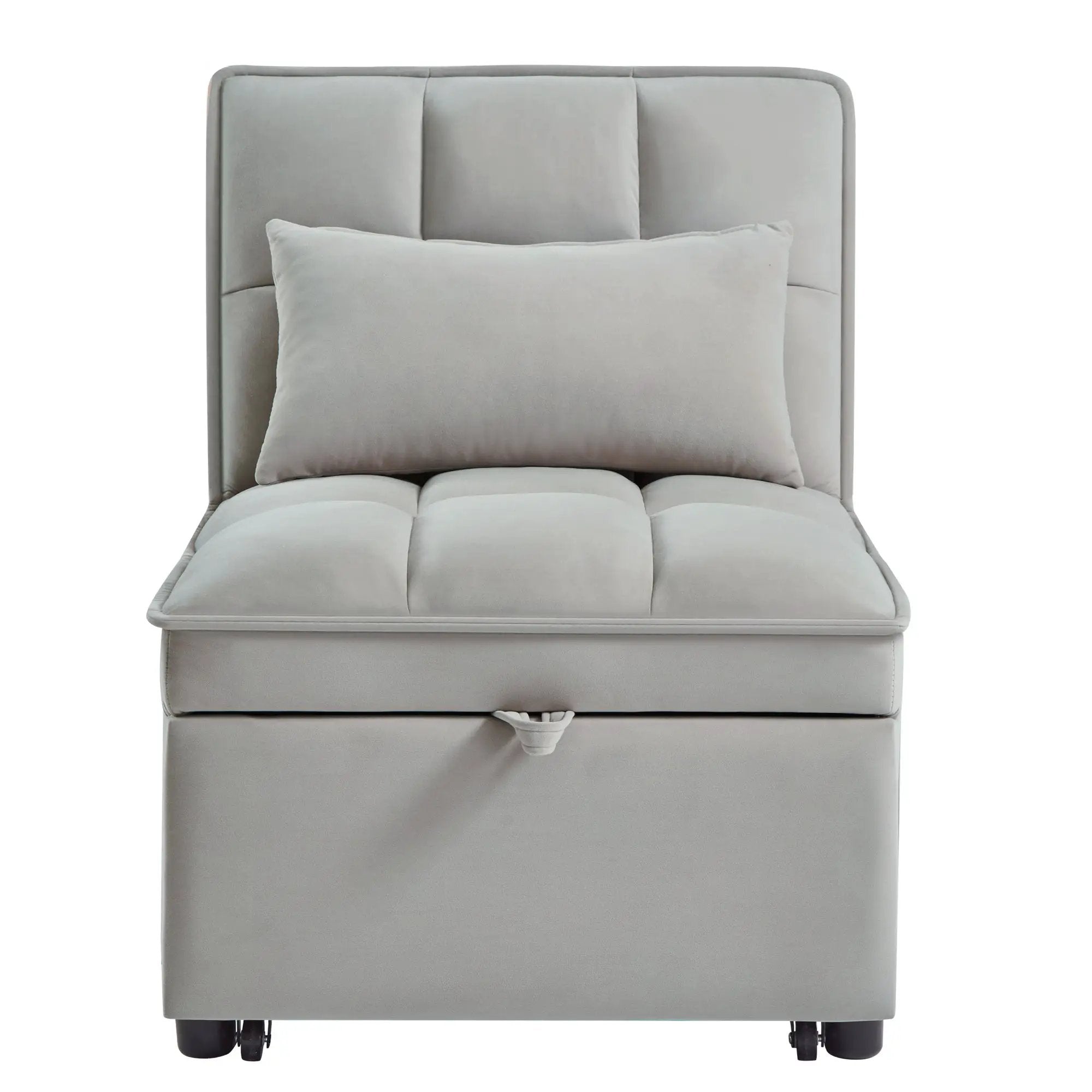 4 in 1 Multi-Function Single Sofa Bed with Storage Pockets Gray by HouseOfZazla