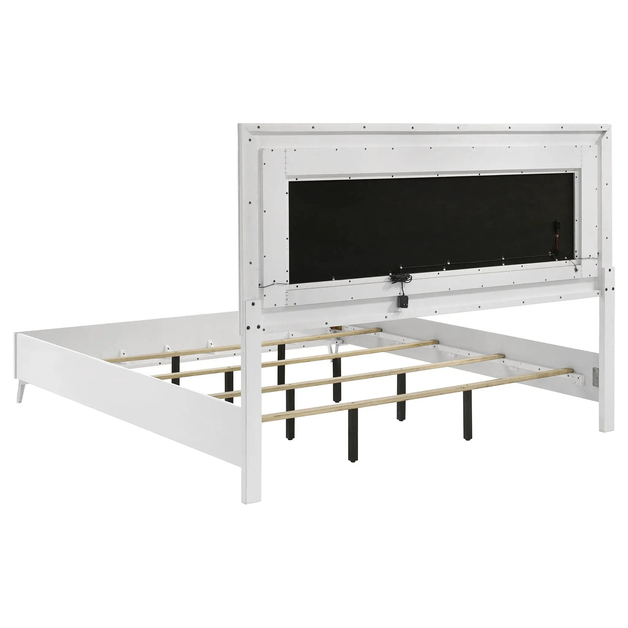 Cassia 4-piece Eastern King LED Bedroom Set White High Gloss by Unique Piece Furniture