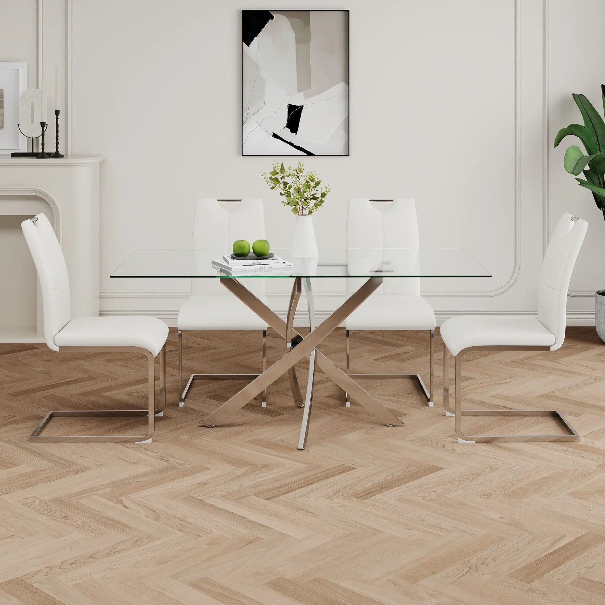 Modern Dining Chairs With Padded Seat And Metal Legs