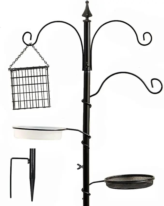 yosager Premium Bird Feeding Station Kit, 75" x 21" Bird Feeder Pole, A Multi Feeder Hanging Kit with Metal Suet and Bath for Attracting Wild Birds, Birdfeeder and Planter Hanger by GreenHaven Gardens