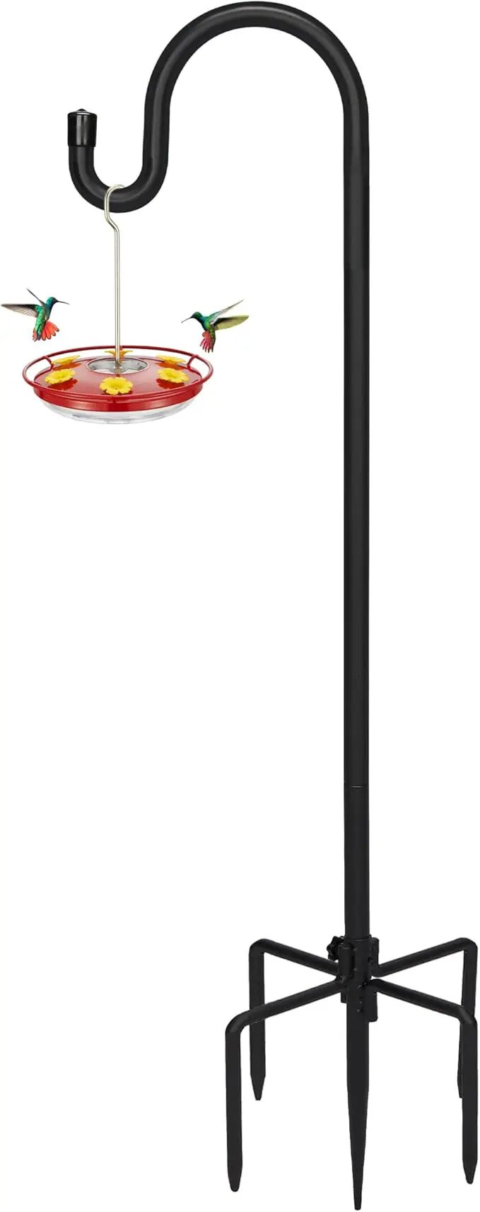 Kingsyard Adjustable Shepherd Hooks for Outdoor - 92 INCH Heavy Duty Bird Feeder Pole with 5 Prong Base, Hummingbird Feeder Stand, Garden Plant Baskets, Weddings Decor, Solar Light Lanterns by GreenHaven Gardens