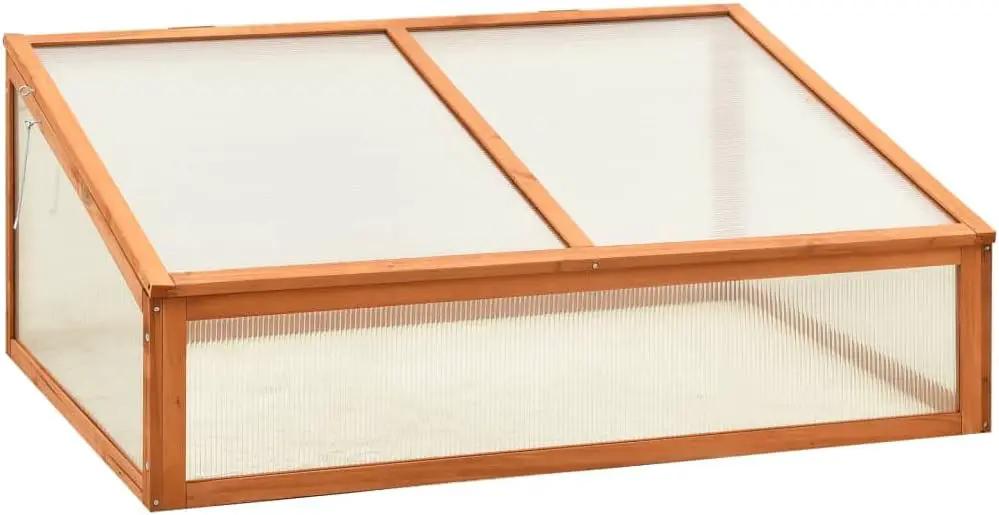 Solid Firwood Garden Portable Wooden Greenhouse, Raised Flower Planter with Open Bottom, Mini Greenhouse Cabinet for Outdoor Indoor Use 39.4"x25.6"x15.7"/Brown by GreenHaven Gardens
