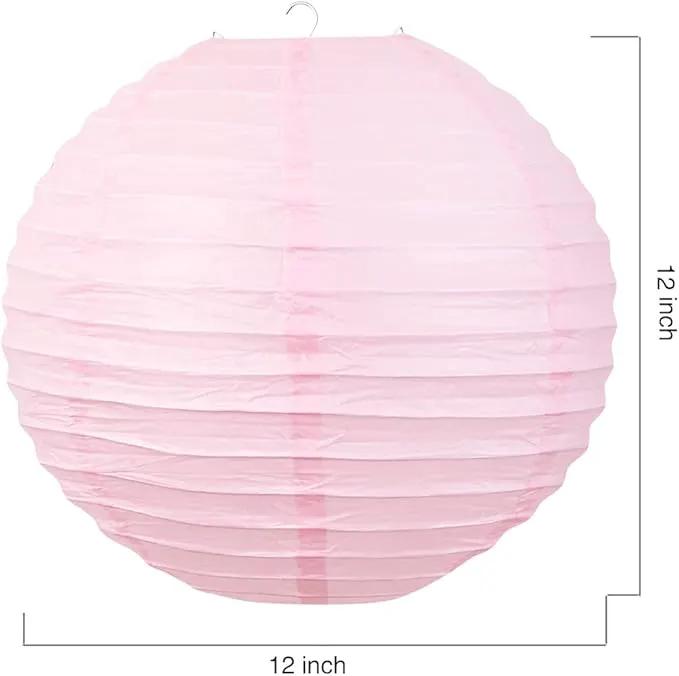 Chinese Style Paper Lanterns, Set of 12, Suitable for Party Decoration (Light Pink, 12in) by GreenHaven Gardens