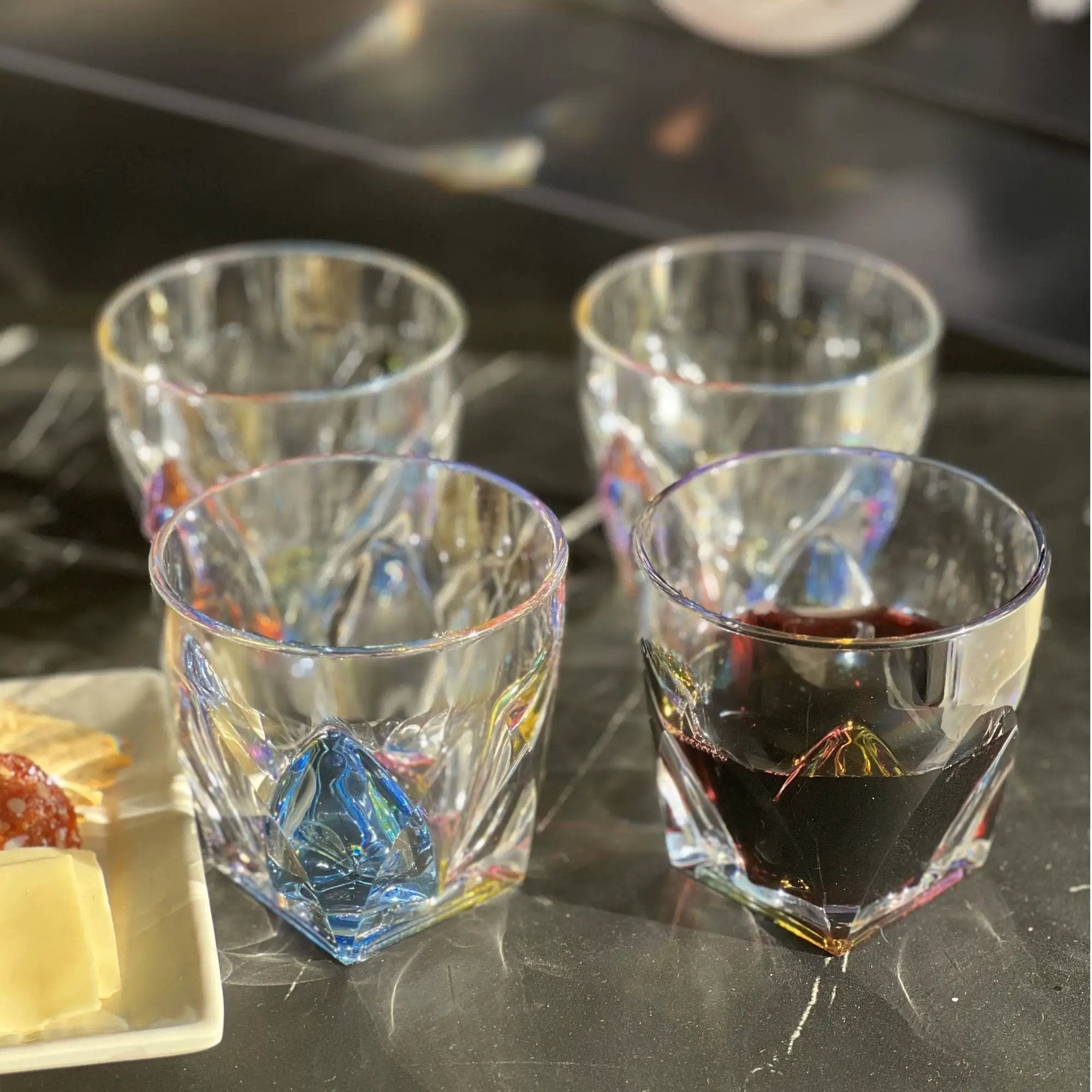 Leading Ware Rainbow Diamond Acrylic Glasses Drinking (Set of 4) Dof 9Oz Bpa Free Plastic Cocktail Glasses - Clear by HouseOfZazla