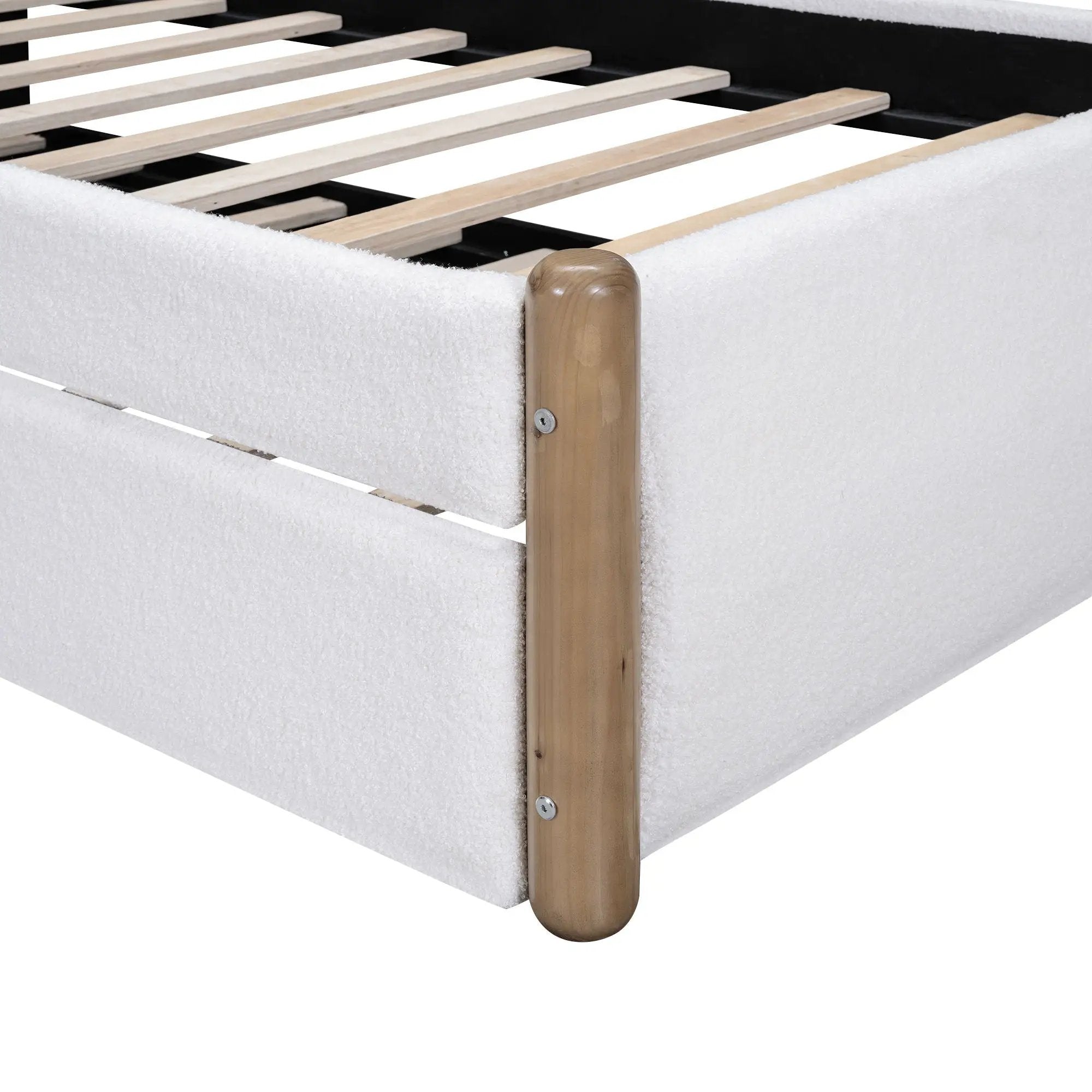 Upholstered Platform Bed With Wood Supporting Feet And Trundle by HouseOfZazla