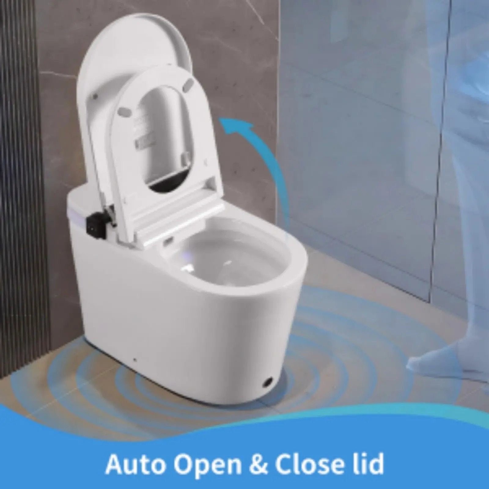 Smart Toilet With Bidet Seat Built In, Auto Open / Close Seat, Foot Sensor, LED Display - White by HouseOfZazla