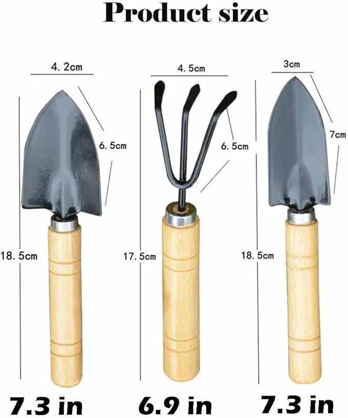 Garden Tools Set-Garden Rake Trowel, Small Succulent Plant Transplant Trowel Set,3 Piece Mini Premium Gardening Hand Kit,1 Narrow Shovel,1 Wide Shovel and 1 Garden Tools Set Gift for Older and Kids by GreenHaven Gardens