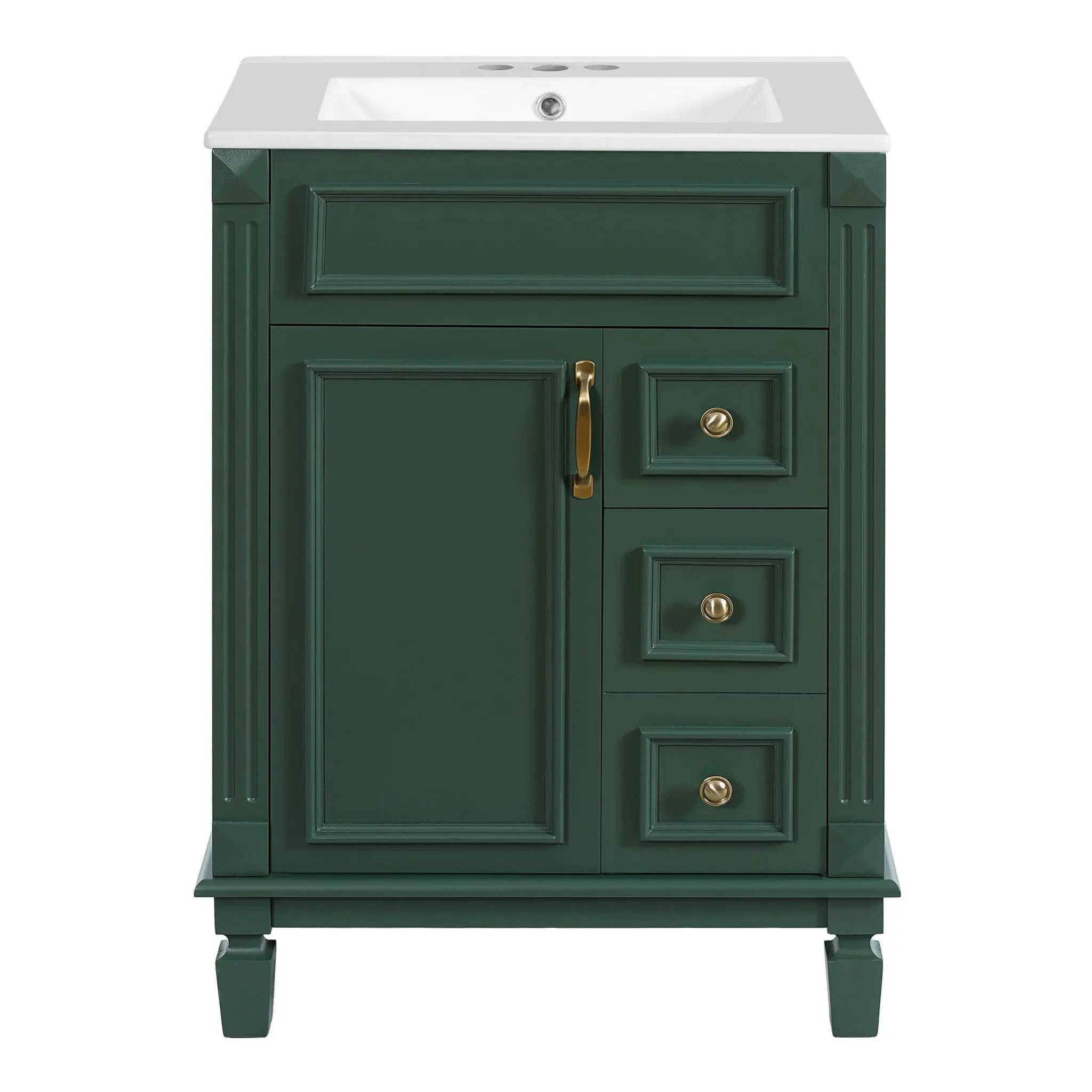 Bathroom Vanity With Sink, Compact Cabinet & 2 Drawers by HouseOfZazla