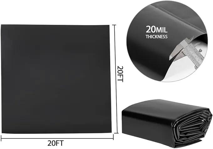 Pond Liners 20 x 20 Feet, Easy Cutting LDPE Pond Liner 20 Mil, High Preformed Koi Pond Liner for Ponds, Streams, Fountains and Garden Waterfall by GreenHaven Gardens