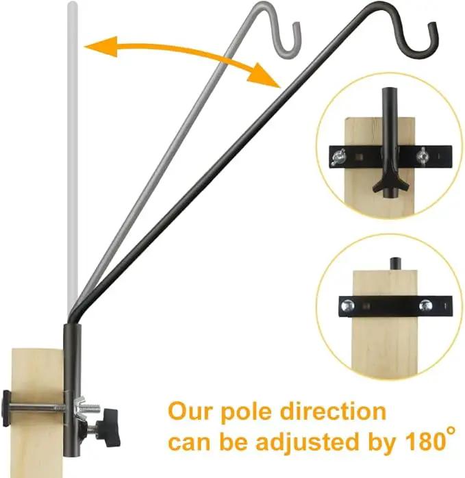 2 Packs Extended Fence Deck Hook Rail Hook Heavy Duty Bird Feeder Hook, 360 Degree Rotary and Length Adjustable Plant Bracket for Bird Feeders Planters Suet Baskets Lanterns Wind Chimes and More by GreenHaven Gardens
