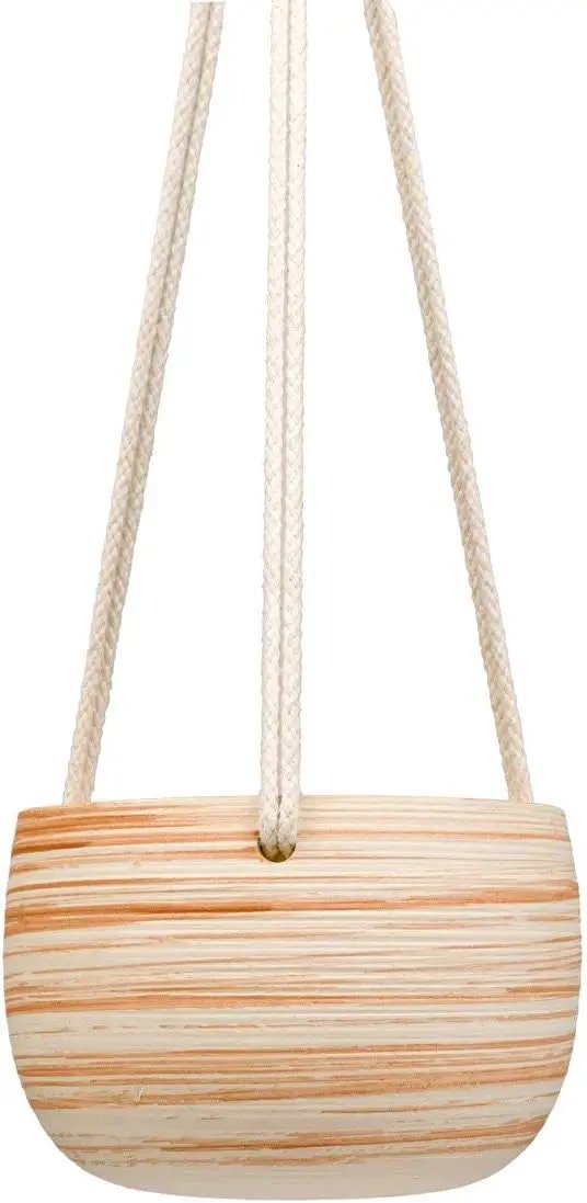 Mkono Ceramic Hanging Planter Macrame Plant Holder 5 Inch Cute Succulent Cactus Pot with Cotton Rope Hanger for Indoor Outdoor Decor, 2 Pack by GreenHaven Gardens