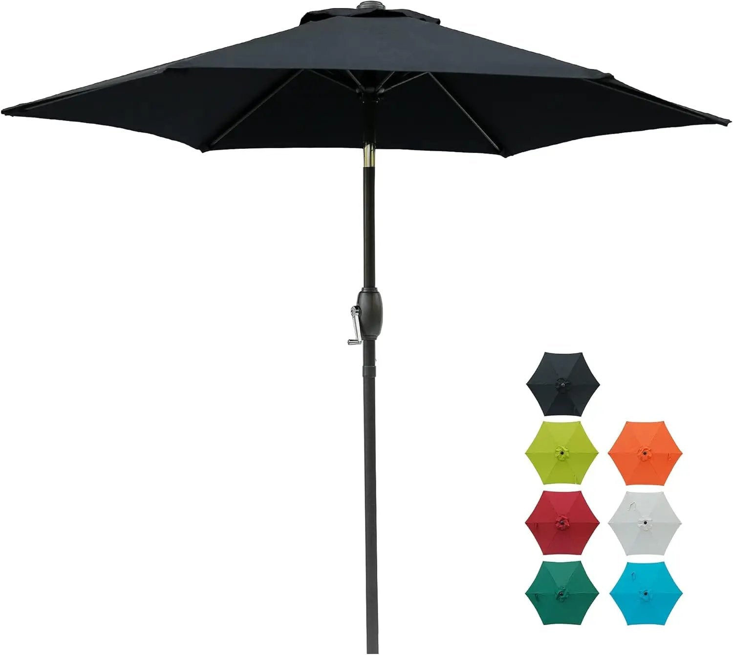 Aok Garden 7.5 ft Patio Umbrella Outdoor Market Umbrella Tilt Button and Crank 6 Ribs for Deck Lawn Pool& Backyard by GreenHaven Gardens
